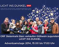 ORF Steiermark-Stars verkaufen Glühwein zugunsten LICHT INS DUNKEL